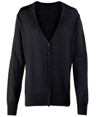 Premier Women's Button-through Knitted Cardigan - Black