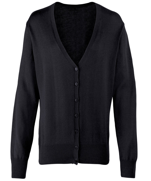 Premier Women's Button-through Knitted Cardigan - Black