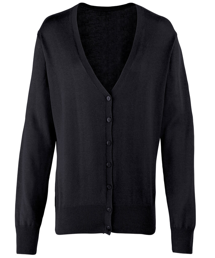 Premier Women's Button-through Knitted Cardigan - Black