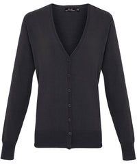 Premier Women's Button-through Knitted Cardigan - Charcoal