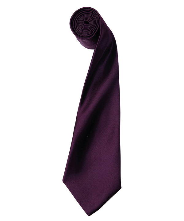 Premier 'Colours' Satin Tie - Aubergine
