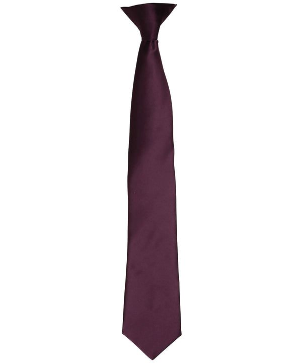 Premier 'Colours' Satin Clip Tie - Aubergine