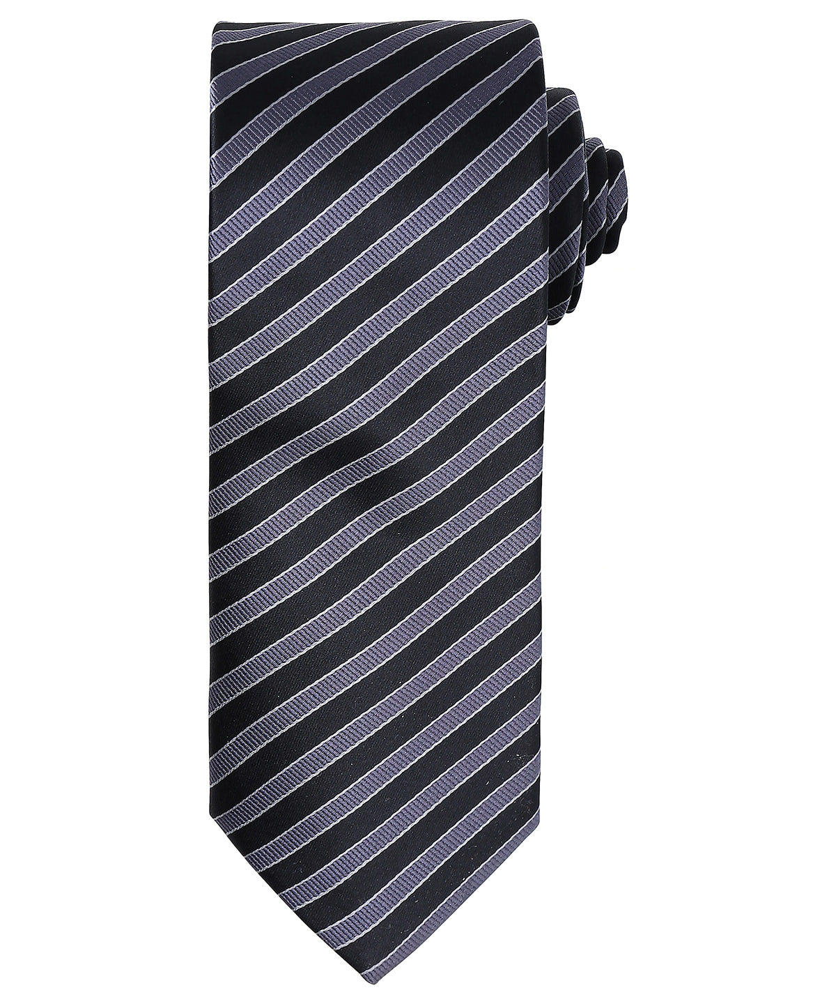 Premier Double Stripe Tie - Black/Dark Grey