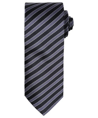 Premier Double Stripe Tie - Black/Dark Grey