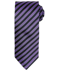 Premier Double Stripe Tie - Rich Violet/Black