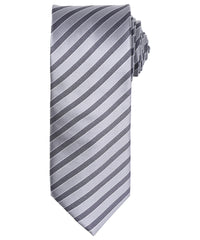 Premier Double Stripe Tie - Silver/Dark Grey