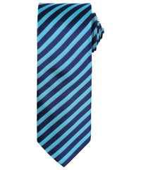 Premier Double Stripe Tie - Turquoise/Navy