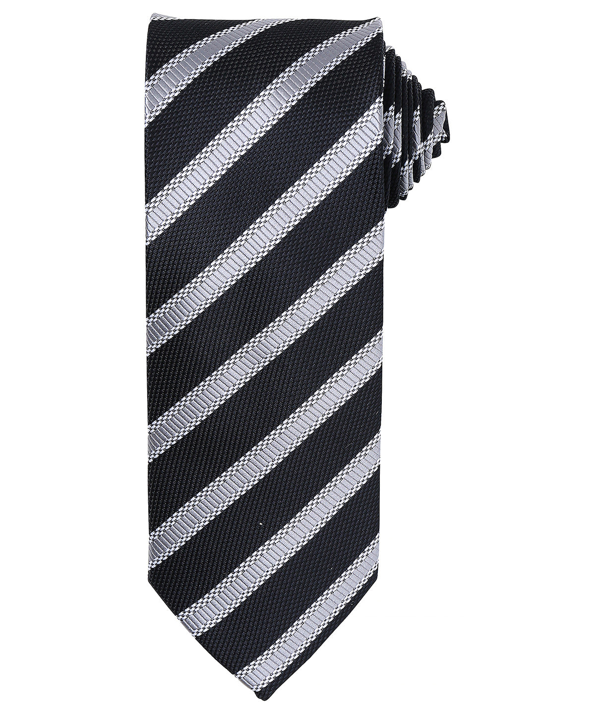 Premier Waffle Stripe Tie - Black/Dark Grey