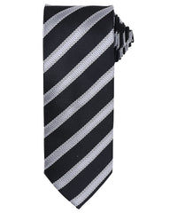 Premier Waffle Stripe Tie - Black/Dark Grey