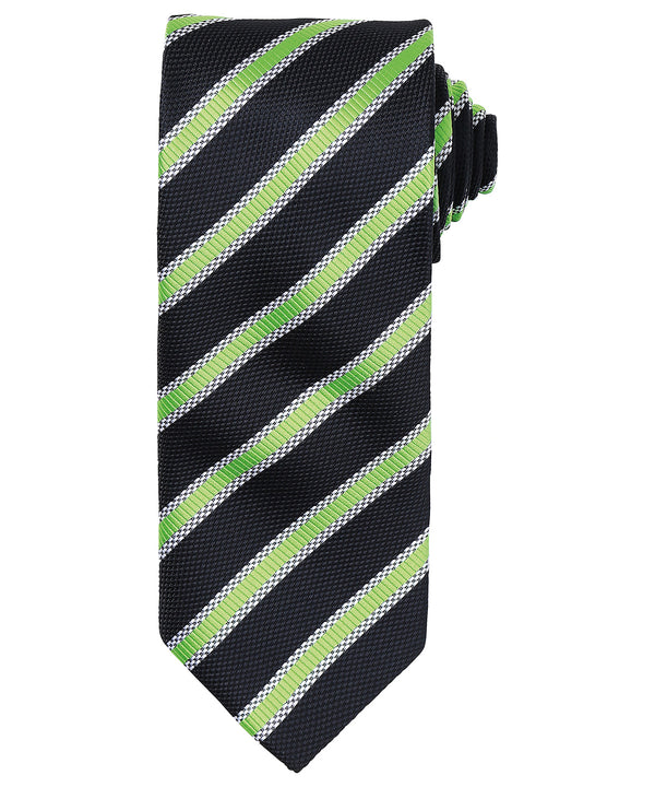 Premier Waffle Stripe Tie - Black/Lime