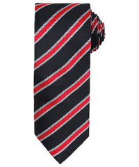 Premier Waffle Stripe Tie - Black/Red