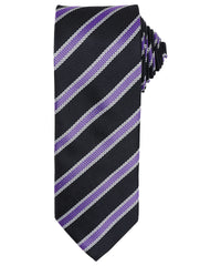 Premier Waffle Stripe Tie - Black/Rich Violet