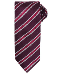 Premier Waffle Stripe Tie - Burgundy/Aubergine