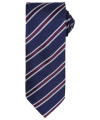 Premier Waffle Stripe Tie - Navy/Aubergine