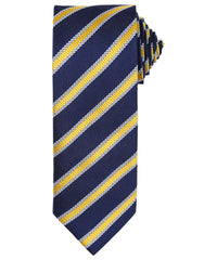 Premier Waffle Stripe Tie - Navy/Gold
