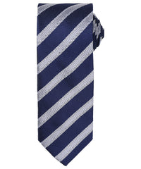 Premier Waffle Stripe Tie - Navy/Silver