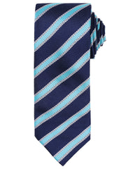 Premier Waffle Stripe Tie - Navy/Turquoise