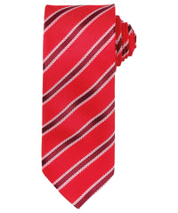 Premier Waffle Stripe Tie - Red/Burgundy