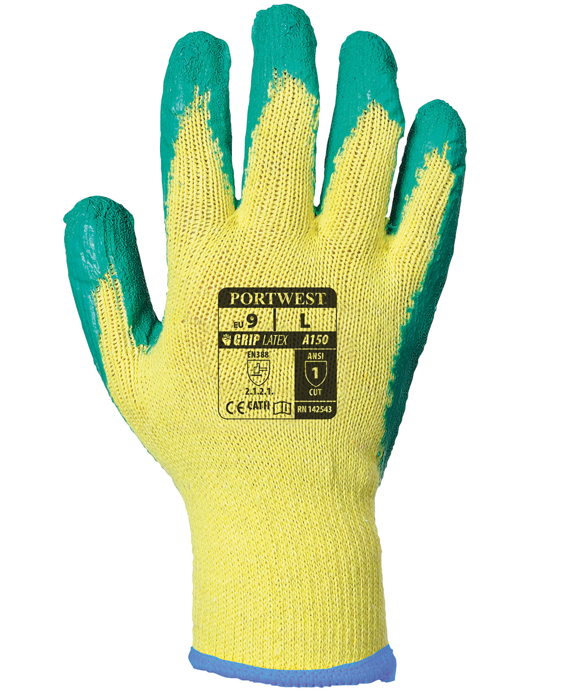 Portwest Classic Grip Glove - Latex - Yellow/Green