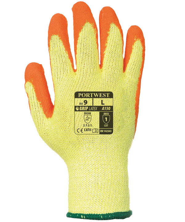Portwest Classic Grip Glove - Latex - Yellow/Orange