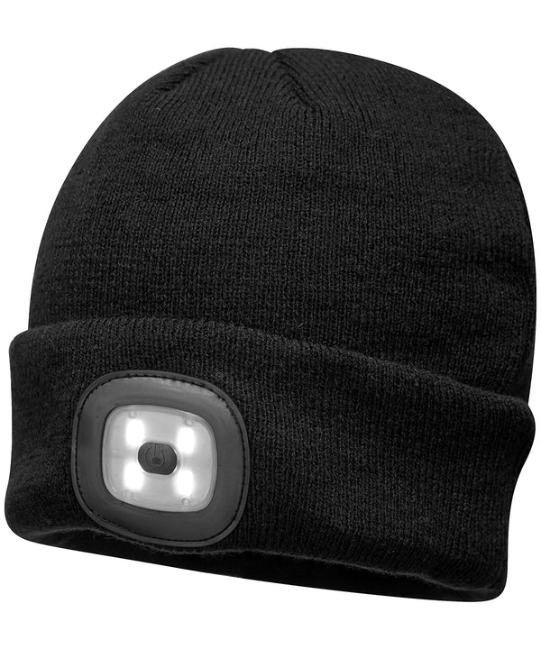 Portwest Beanie LED Headlight Usb Rechargeable - Black