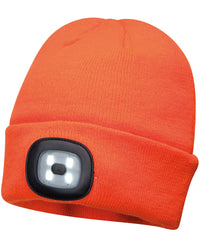 Portwest Beanie LED Headlight Usb Rechargeable - Orange