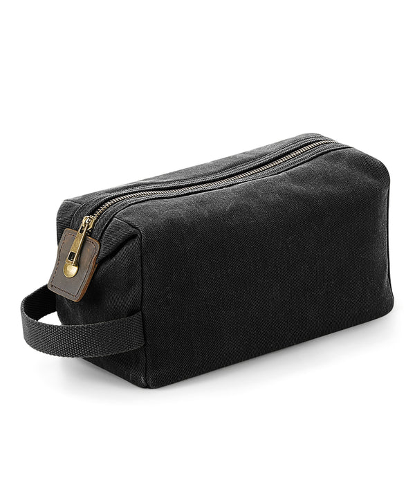 Quadra Heritage Waxed Canvas Wash Bag - Black
