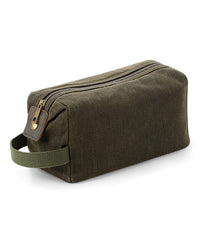 Quadra Heritage Waxed Canvas Wash Bag - Olive Green