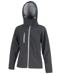 Result Women's Core Tx Performance Hooded Softshell Jacket - Black/Grey