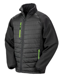 Resultrecycled Compass Padded Softshell Jacket - Black/Lime