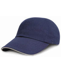Resultheadwear Junior Low-profile Heavy Brushed Cotton Cap with Sandwich Peak - Navy/White
