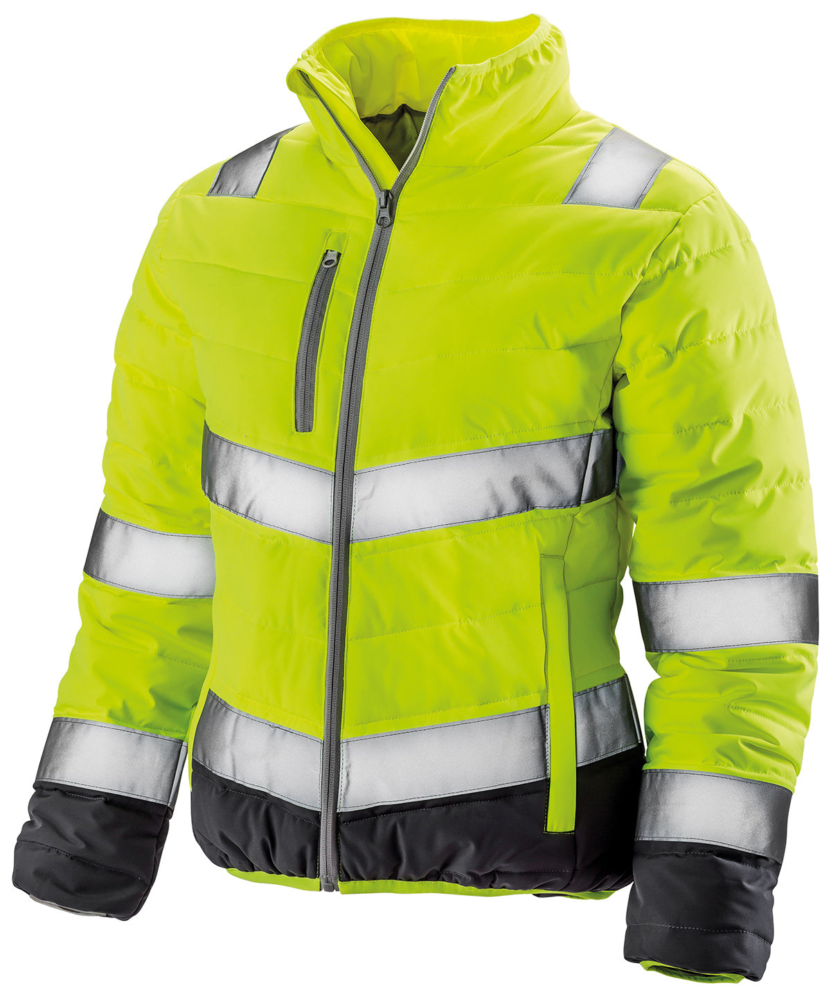 Result Women's Soft Padded Safety Jacket - Fluorescent Yellow/Grey