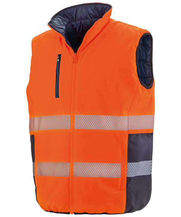 Result Reversible Soft Padded Gilet - Fluorescent Orange/Navy