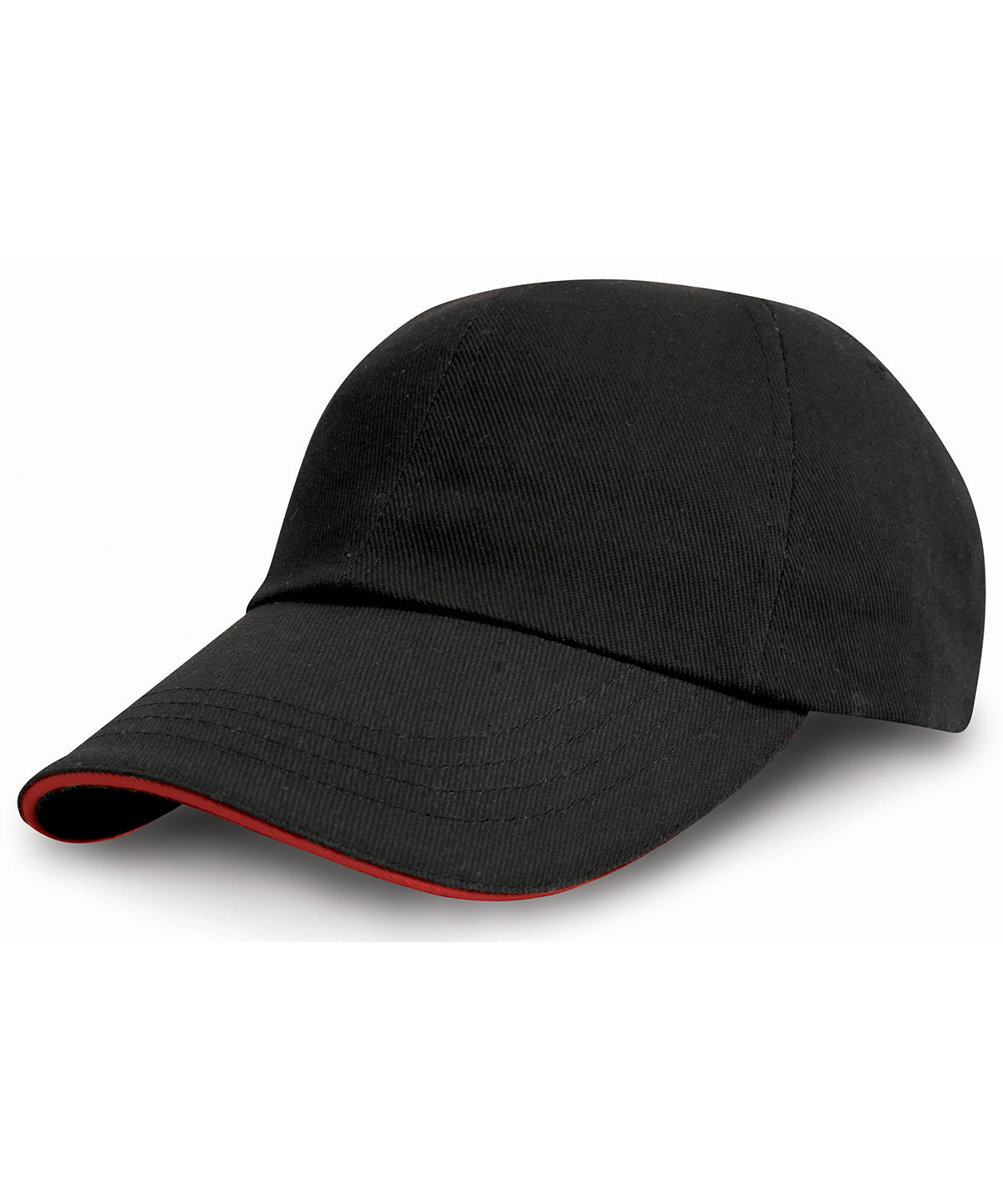 Resultheadwear Heavy Cotton Drill Pro-style with Sandwich Peak - Black/Red