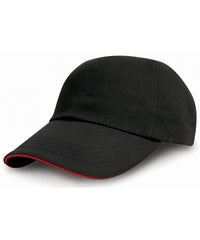 Resultheadwear Heavy Cotton Drill Pro-style with Sandwich Peak - Black/Red