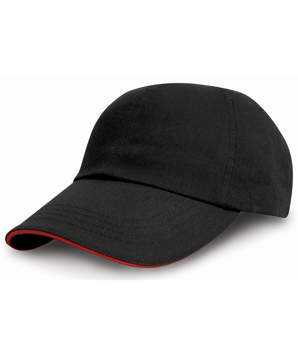 Resultheadwear Heavy Cotton Drill Pro-style with Sandwich Peak - Black/Red