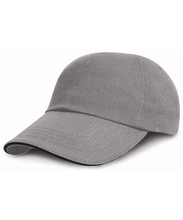 Resultheadwear Low-profile Heavy Brushed Cotton Cap with Sandwich Peak - Grey/Black