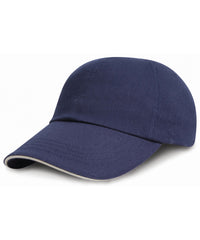 Resultheadwear Low-profile Heavy Brushed Cotton Cap with Sandwich Peak - Navy/White