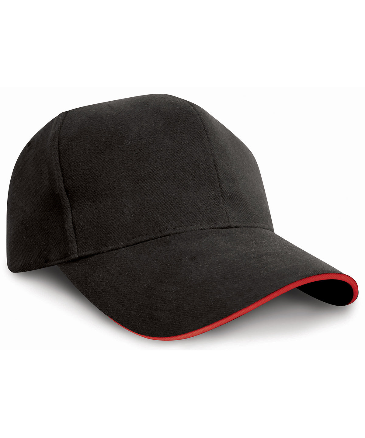 Resultheadwear Pro-style Heavy Cotton Cap with Sandwich Peak - Black/Red