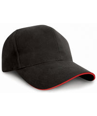 Resultheadwear Pro-style Heavy Cotton Cap with Sandwich Peak - Black/Red