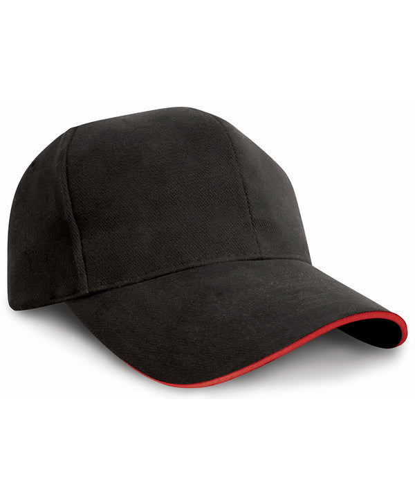 Resultheadwear Pro-style Heavy Cotton Cap with Sandwich Peak - Black/Red