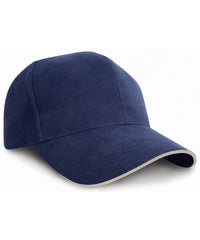 Resultheadwear Pro-style Heavy Cotton Cap with Sandwich Peak - Navy/Natural