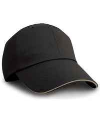 Resultheadwear Herringbone Cap with Sandwich Peak - Black/Tan