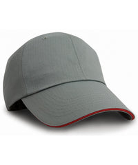 Resultheadwear Herringbone Cap with Sandwich Peak - Grey/Red