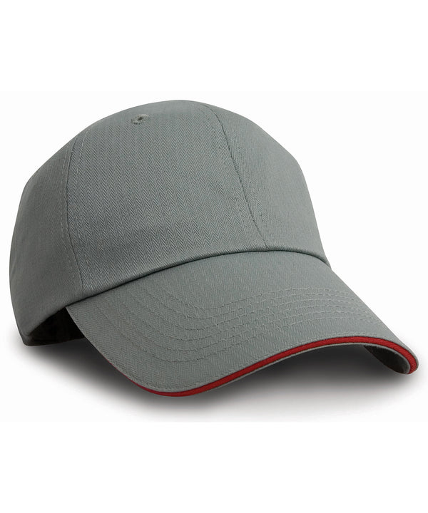Resultheadwear Herringbone Cap with Sandwich Peak - Grey/Red