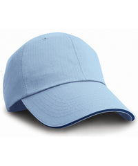 Resultheadwear Herringbone Cap with Sandwich Peak - Sky/Navy