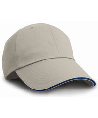 Resultheadwear Herringbone Cap with Sandwich Peak - Tan/Navy
