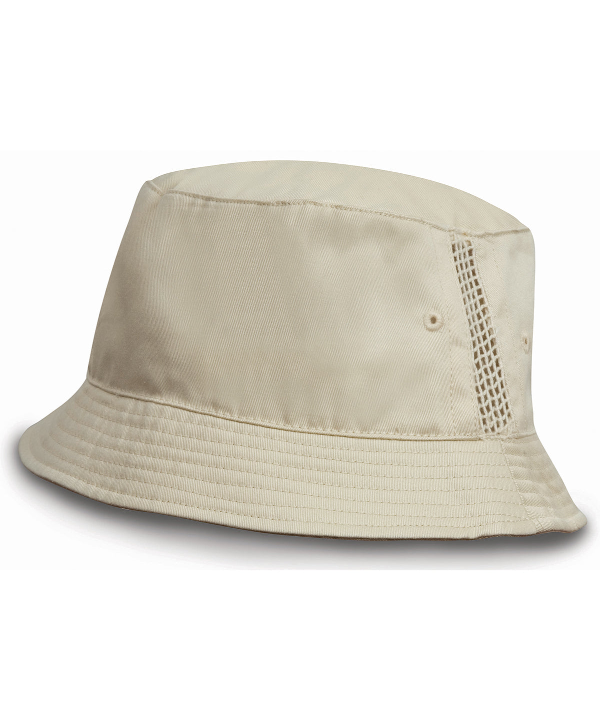 Resultheadwear Deluxe Washed Cotton Bucket Hat with Side Mesh Panels - Natural