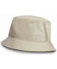 Resultheadwear Deluxe Washed Cotton Bucket Hat with Side Mesh Panels - Natural