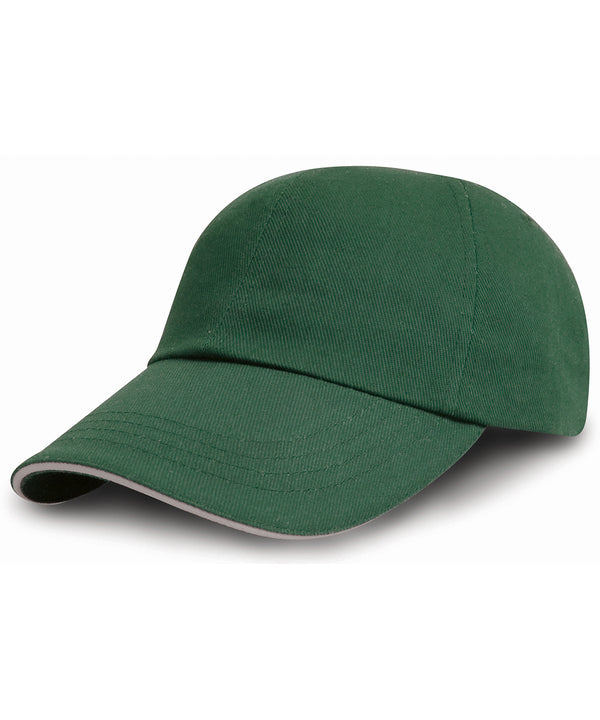 Resultheadwear Brushed Coton Printers/embroiderers Cap with Sandwich Peak - Forest/Putty